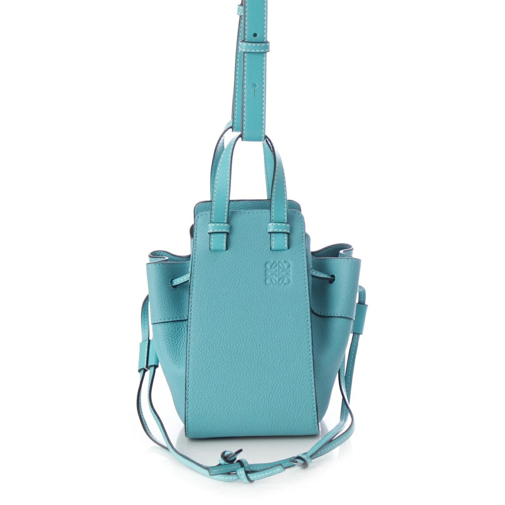 Loewe Hammock Anagram Leather Drawstring Shoulder Handbag Blue